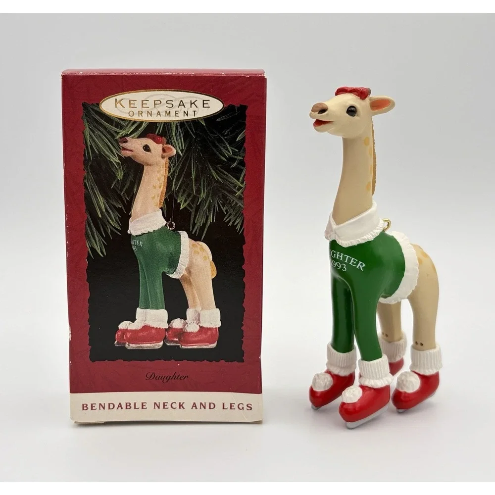 1993 Hallmark Keepsake Ornament Daughter Giraffe Ice Skater Bendable QX587-2 VTG